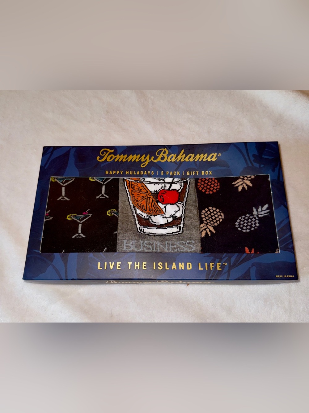 Tommy Bahama Socks 3 pack - Blue and Gold Holiday Gift Box
